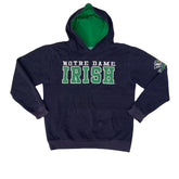 Vintage 90s Notre Dame Irish embroidered navy green hoodie size medium